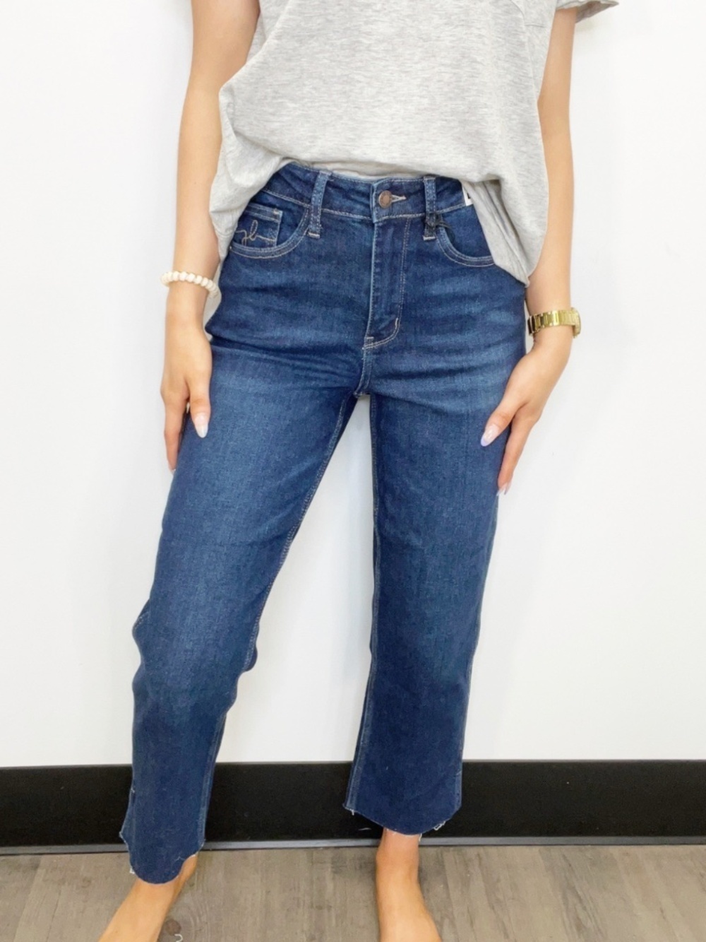 Judy Blue Women's High Waist Cropped Straight Fit Jeans Side Slit Jeans Sz 0/24